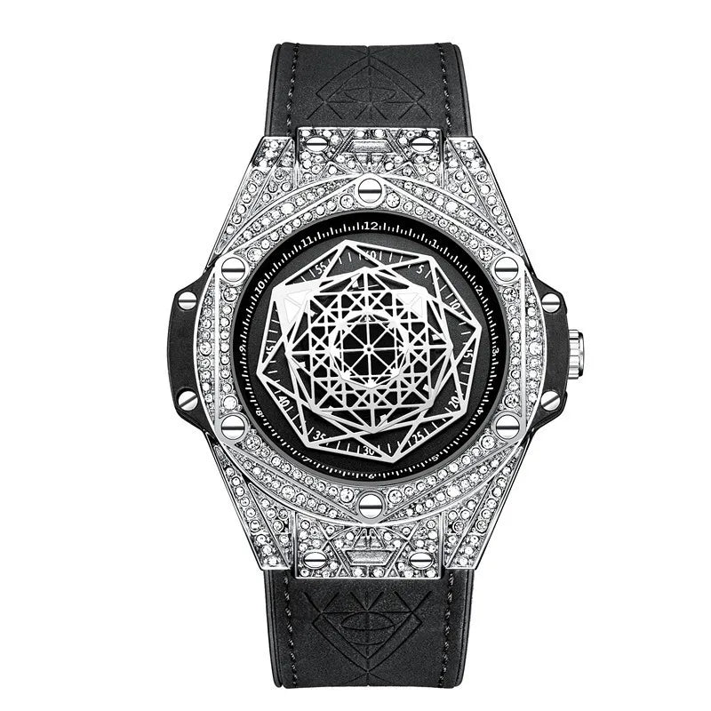 Diamond-Encrusted Band Dial Unique Watch