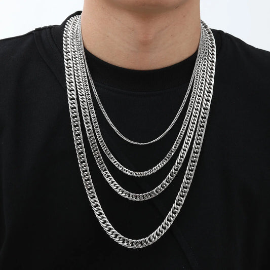 Classic Silver Cuban Chain – Stainless Steel
