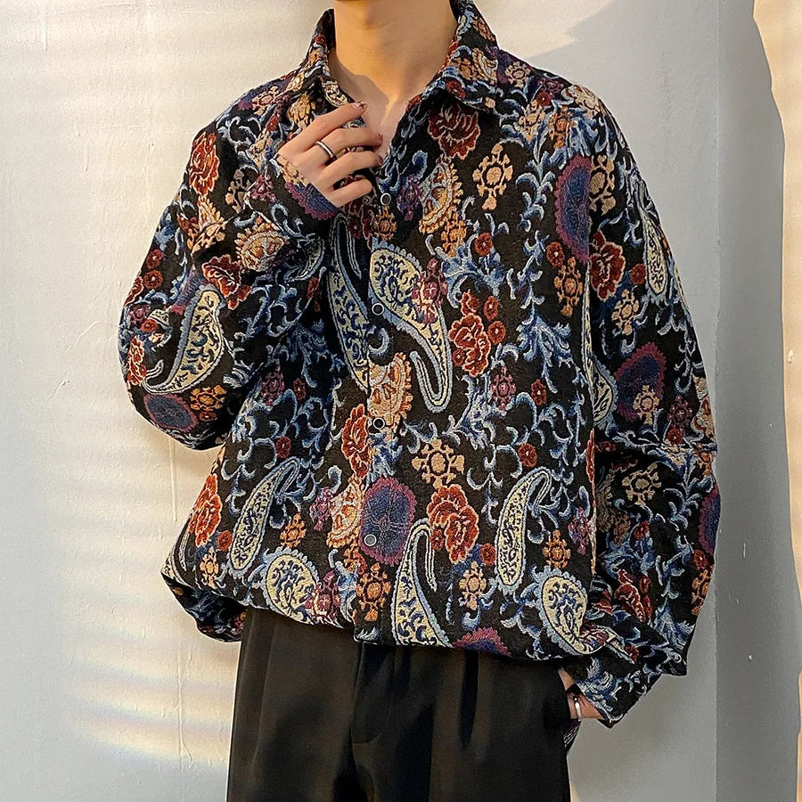 Korean Floral Knit Shirt Jacket