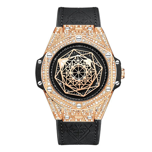 Diamond-Encrusted Band Dial Unique Watch