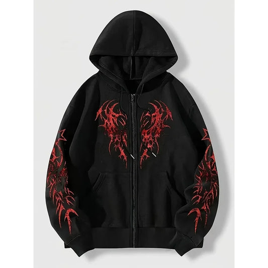 Dark Style Zip Hoodie – 2025 High-End Streetwear