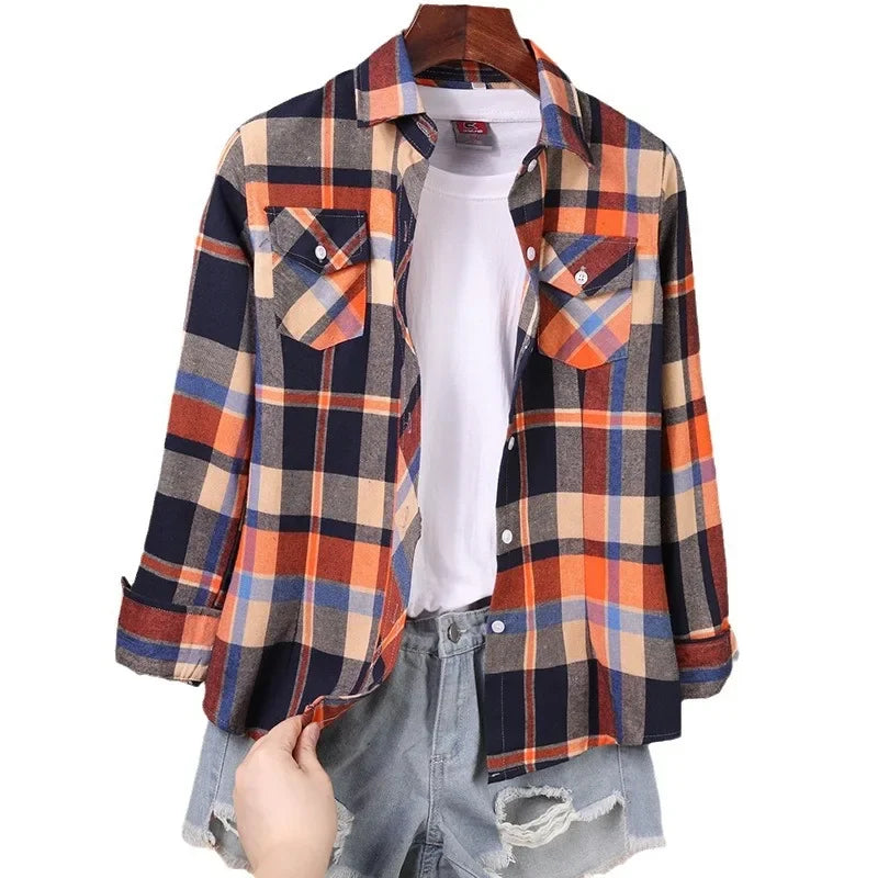 Korean Style Plaid Button-Down