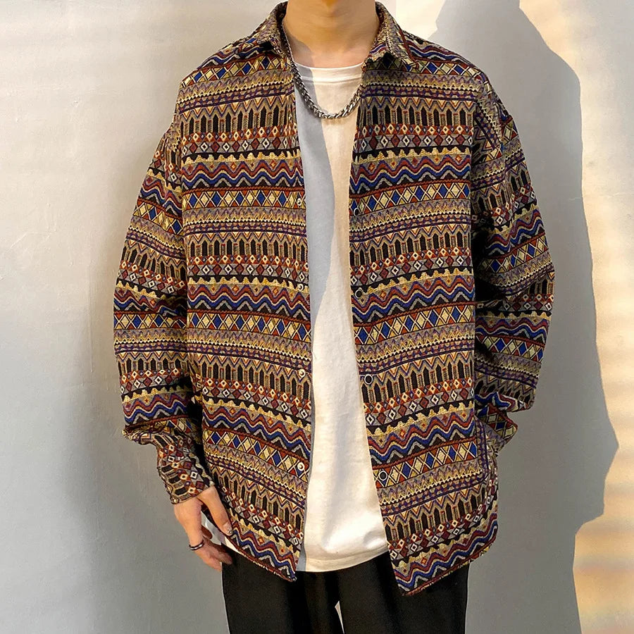 Korean Floral Knit Shirt Jacket