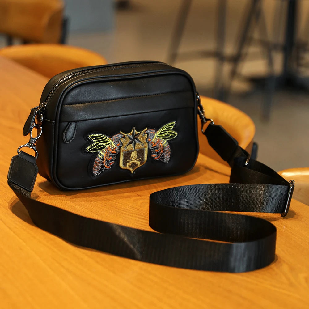 Bee Embroidery Crossbody Bag