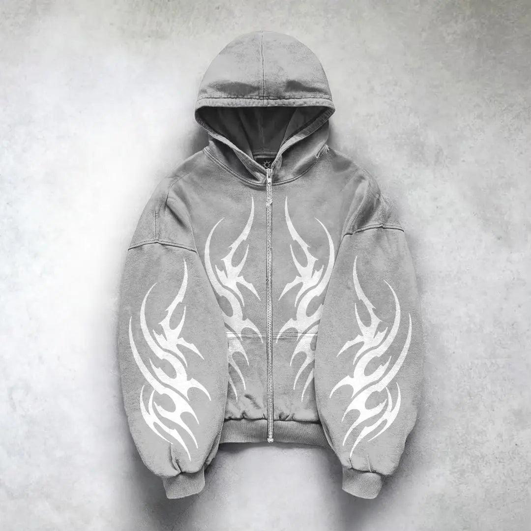 Y2K Hip-Hop Zip Hoodie