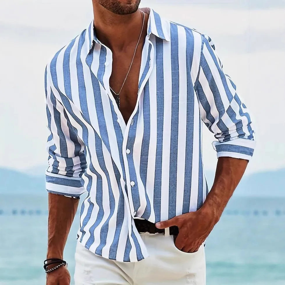 Retro Color-Woven Casual Shirt