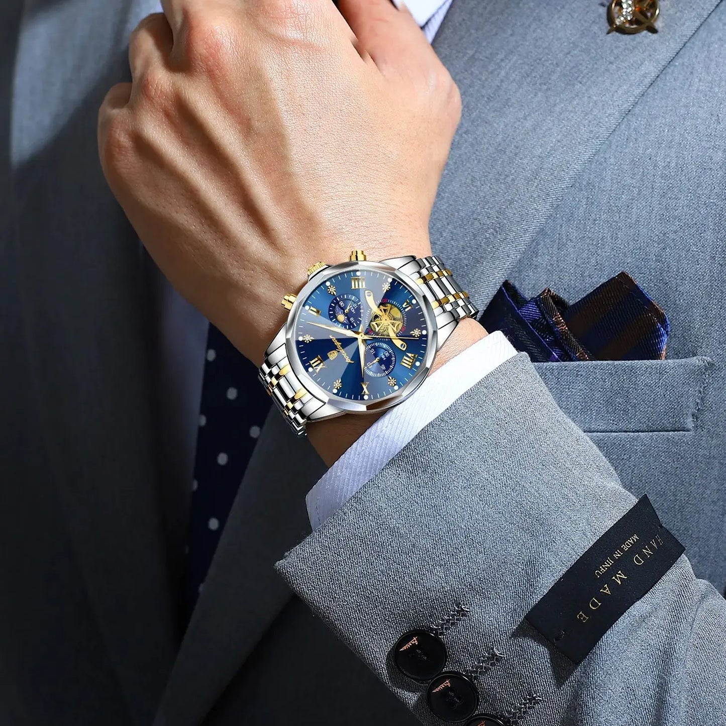 Luminous Chronograph Man Wristwatch Stainless Steel Quartz