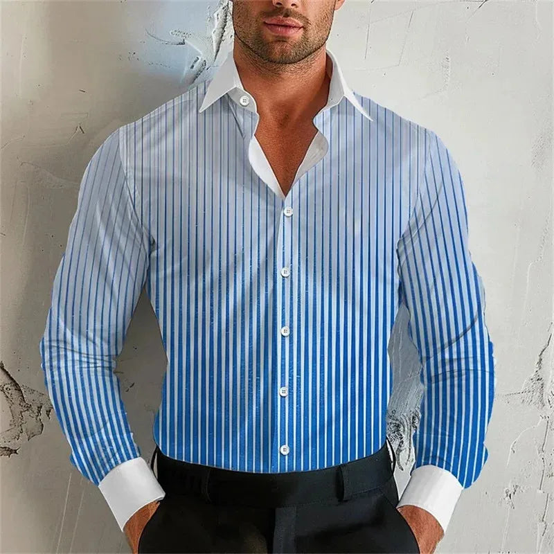 Gradient Stripe Lapel Shirt