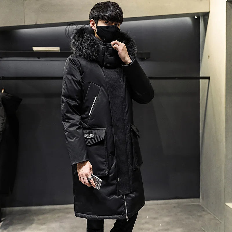 Long Down Jacket – Fleece-Lined Winter Workwear