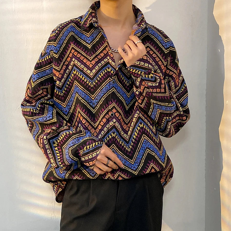 Korean Floral Knit Shirt Jacket