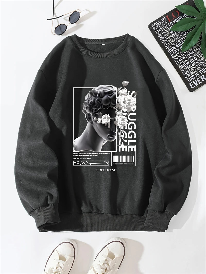 3D Print Crewneck – Simple Hip Hop Streetwear