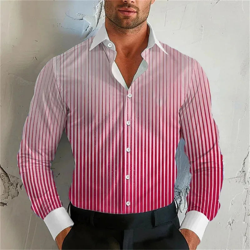 Gradient Stripe Lapel Shirt