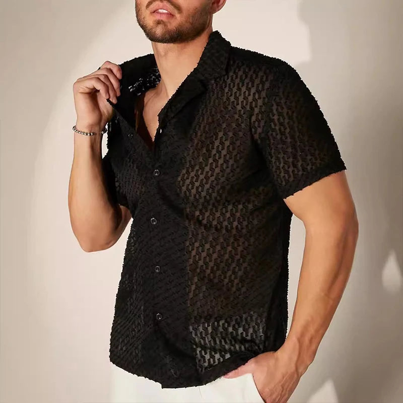 Hollow-Out Party Lace Shirt