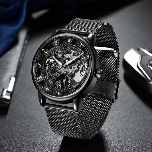 Skeleton Mechanical Watch – Mesh Band