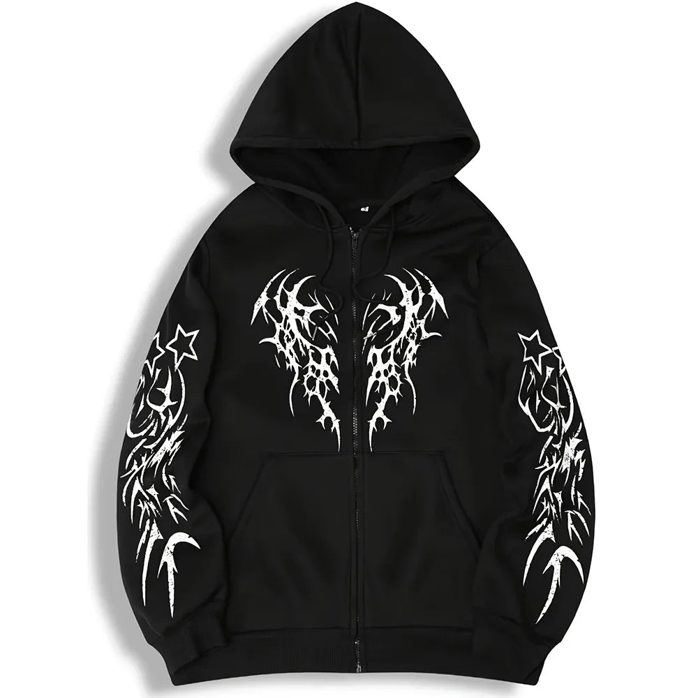 Dark Style Zip Hoodie – 2025 High-End Streetwear