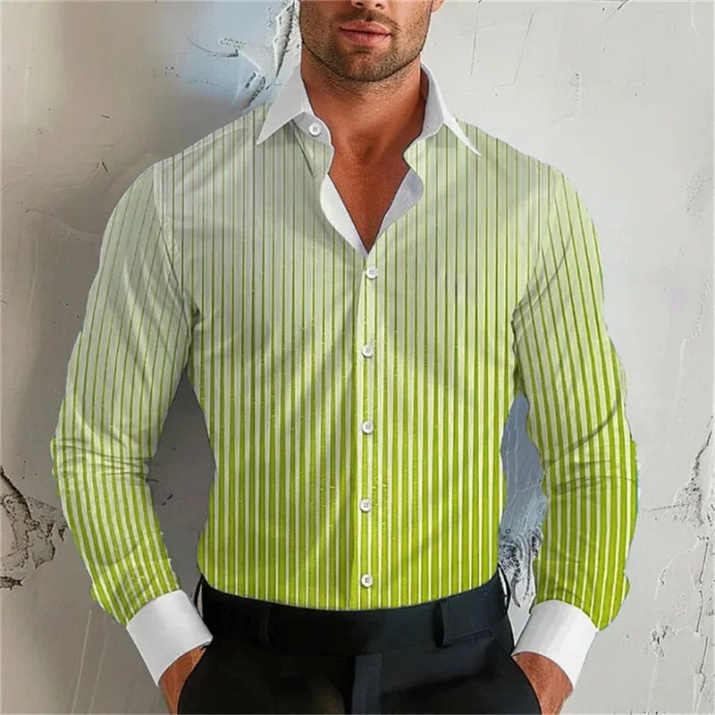 Gradient Stripe Lapel Shirt