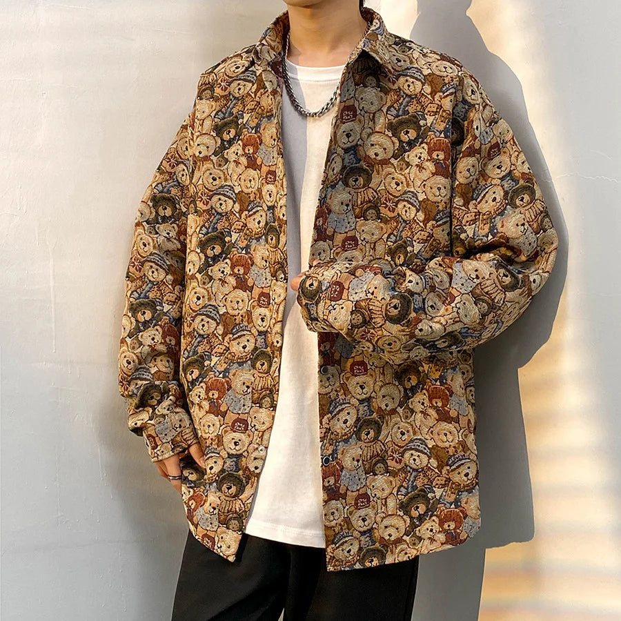 Korean Floral Knit Shirt Jacket