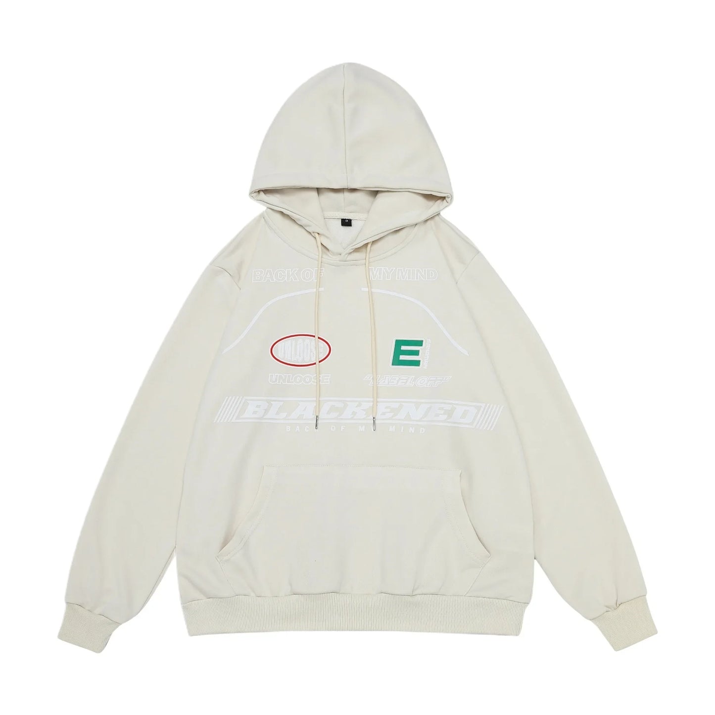 Printed Hoodie – Light Grey Loose Fit Streetwear