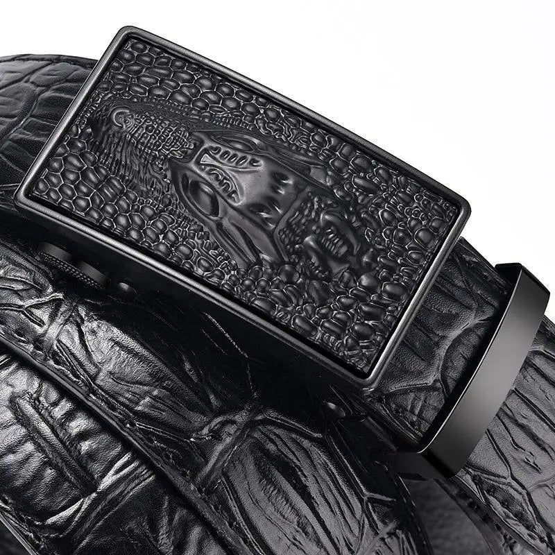 Crocodile Pattern Leather Belt