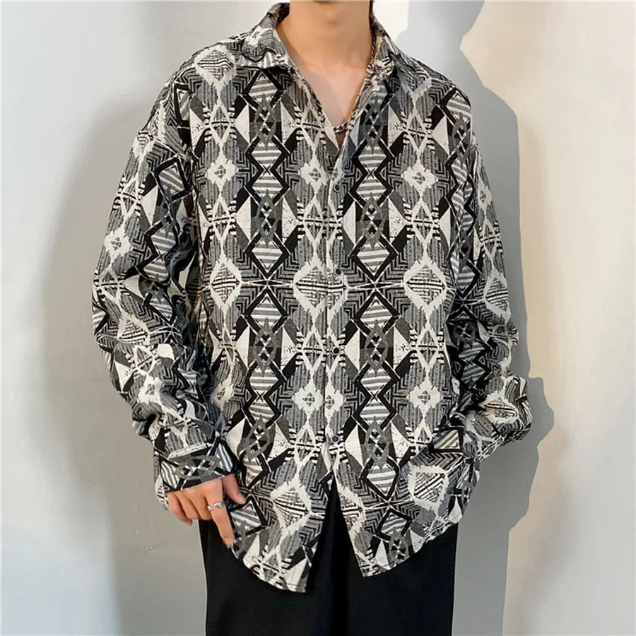 Korean Floral Knit Shirt Jacket
