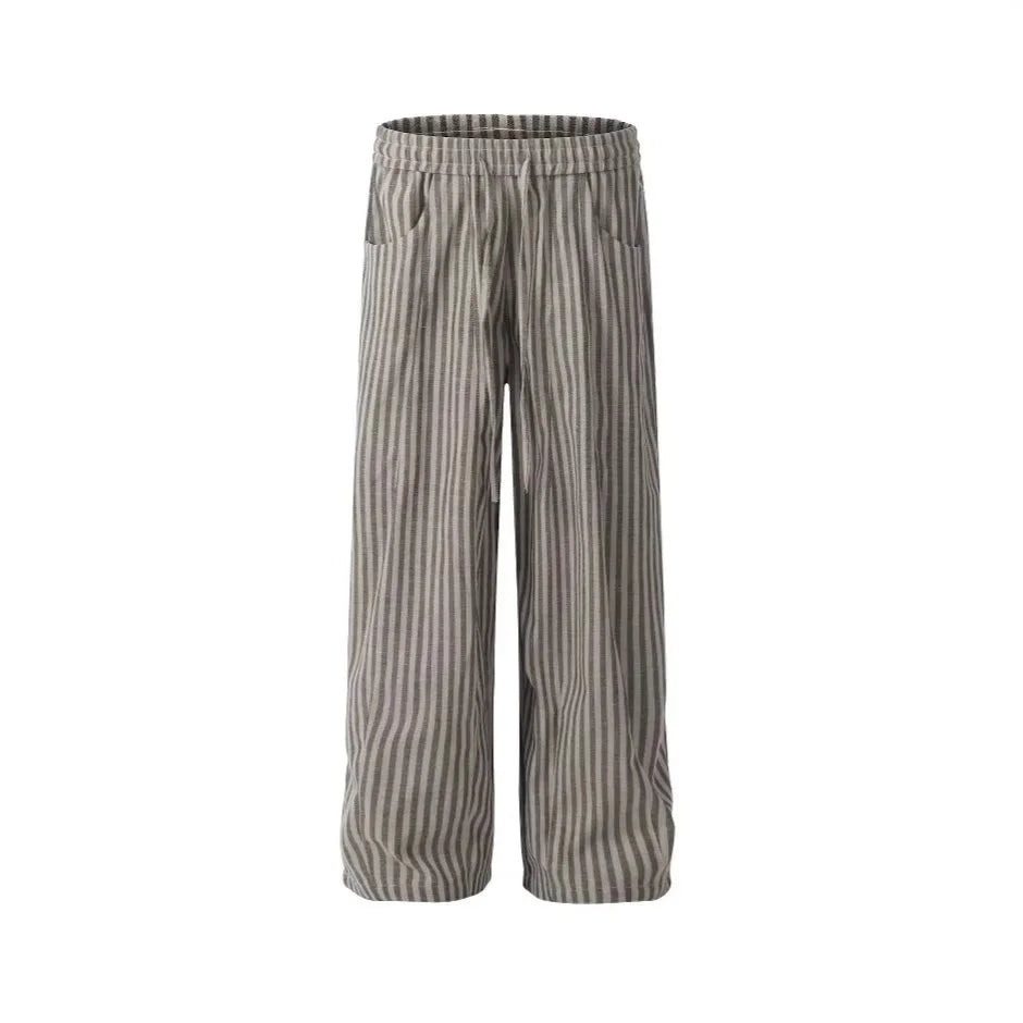 Retro Striped Wide-Leg Pants