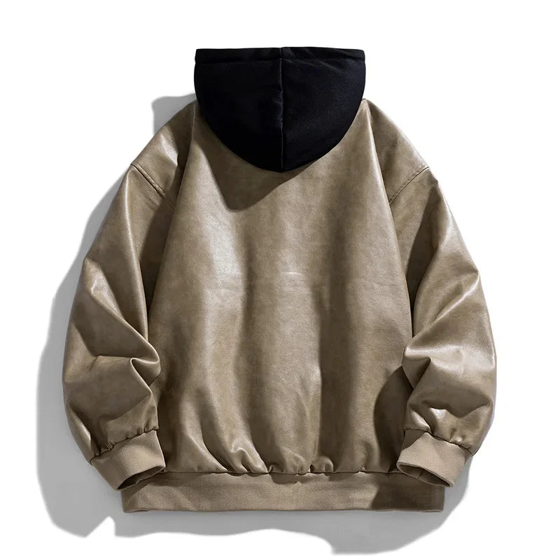 Hooded PU Moto Jacket