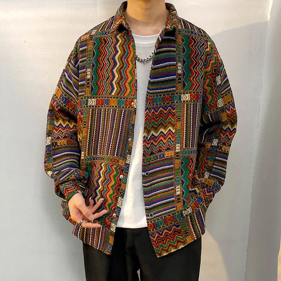 Korean Floral Knit Shirt Jacket