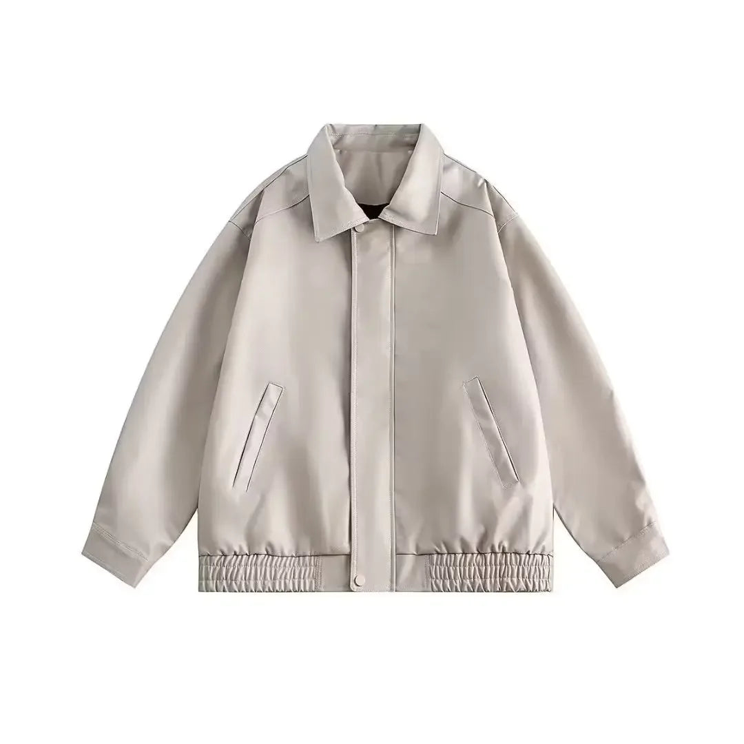 Vintage PU Bomber Jacket – American Loose Fit