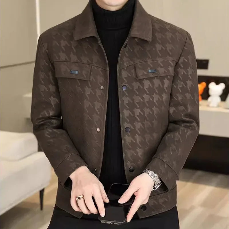 Korean Style Lapel Leather Coat