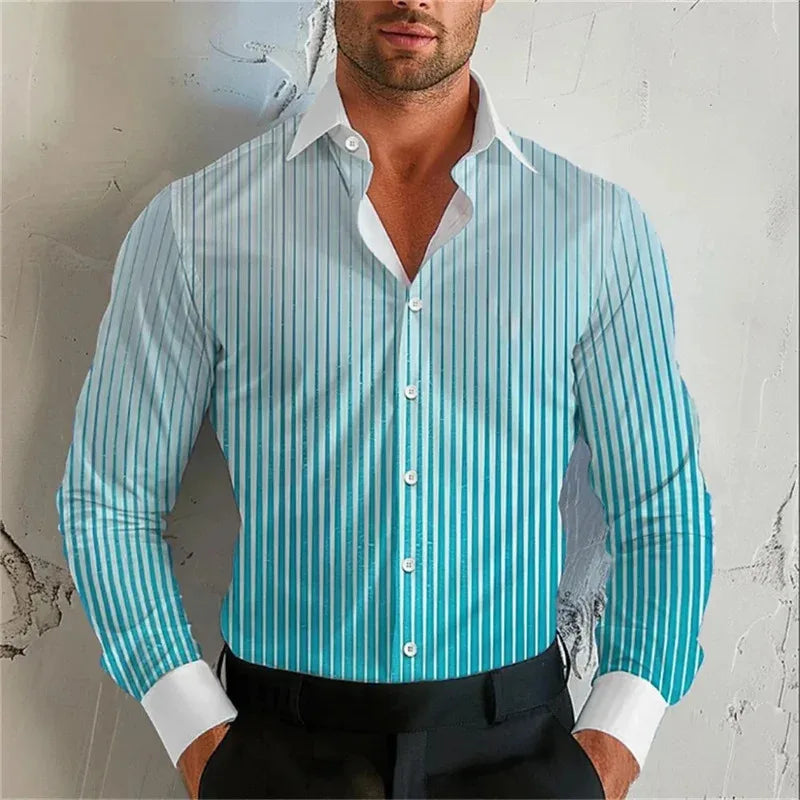 Gradient Stripe Lapel Shirt