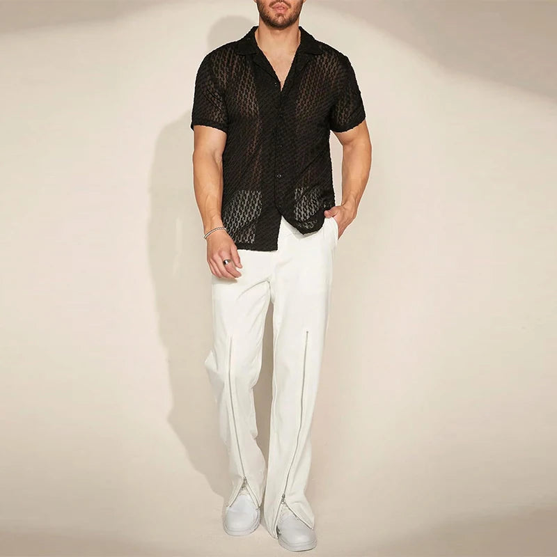 Hollow-Out Party Lace Shirt