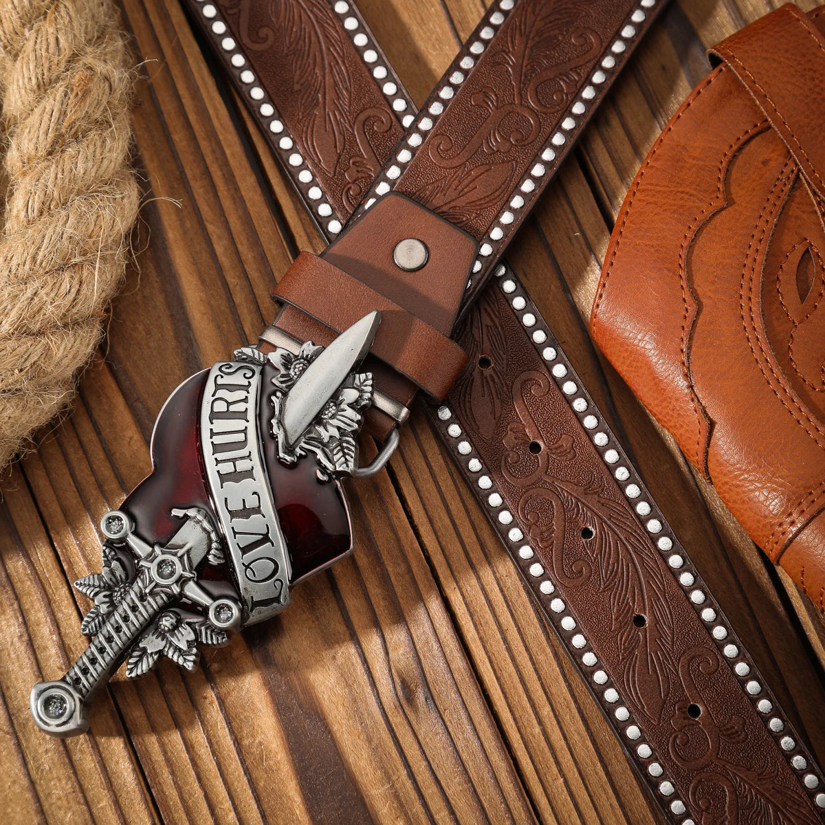 Alloy Plate Buckle, Western Retro Style Belt