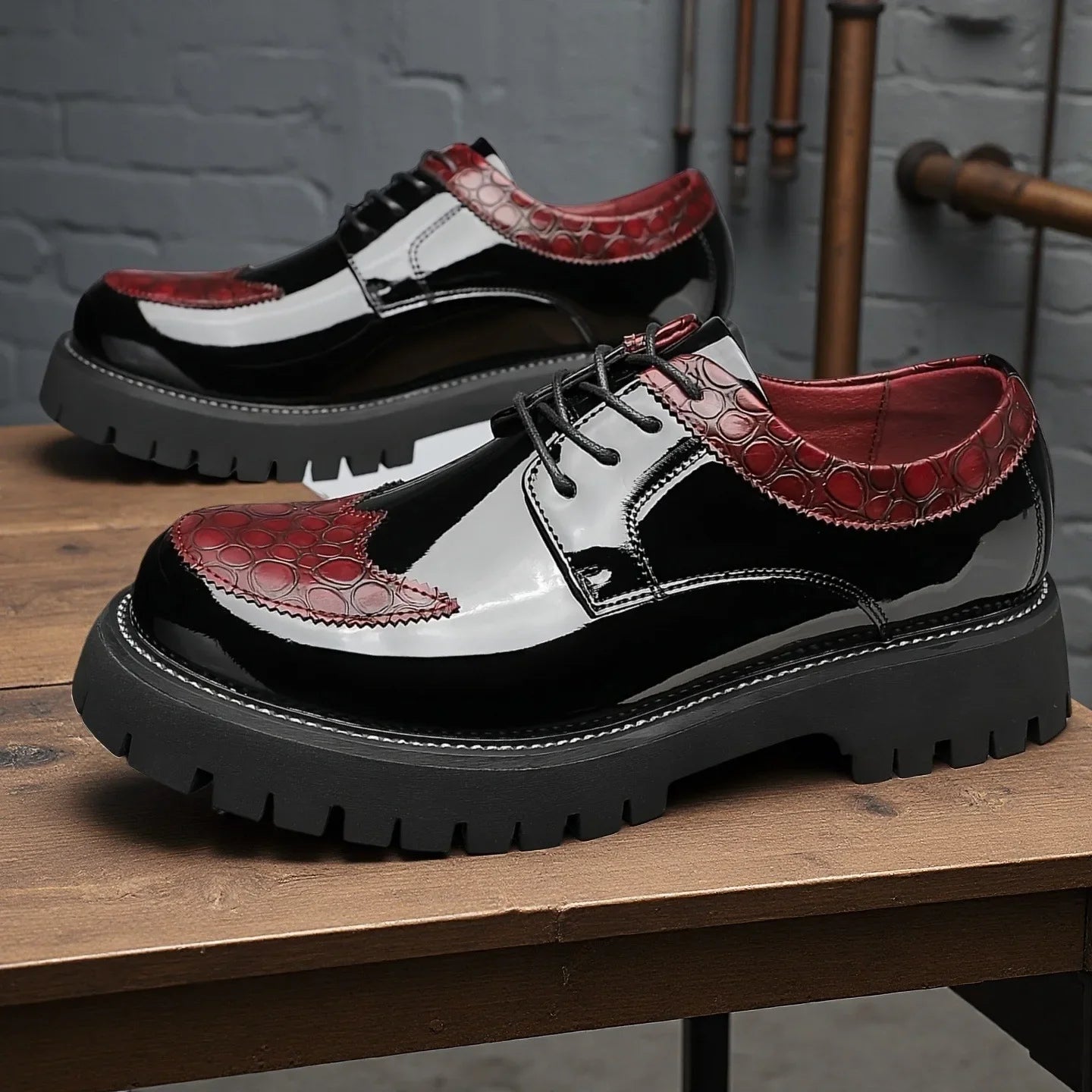 Glossy Carved Leather Loafers