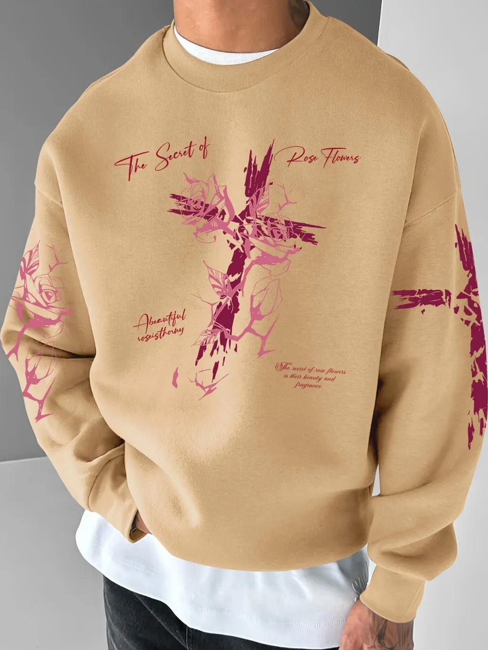 Cross & Rose Print Sweater