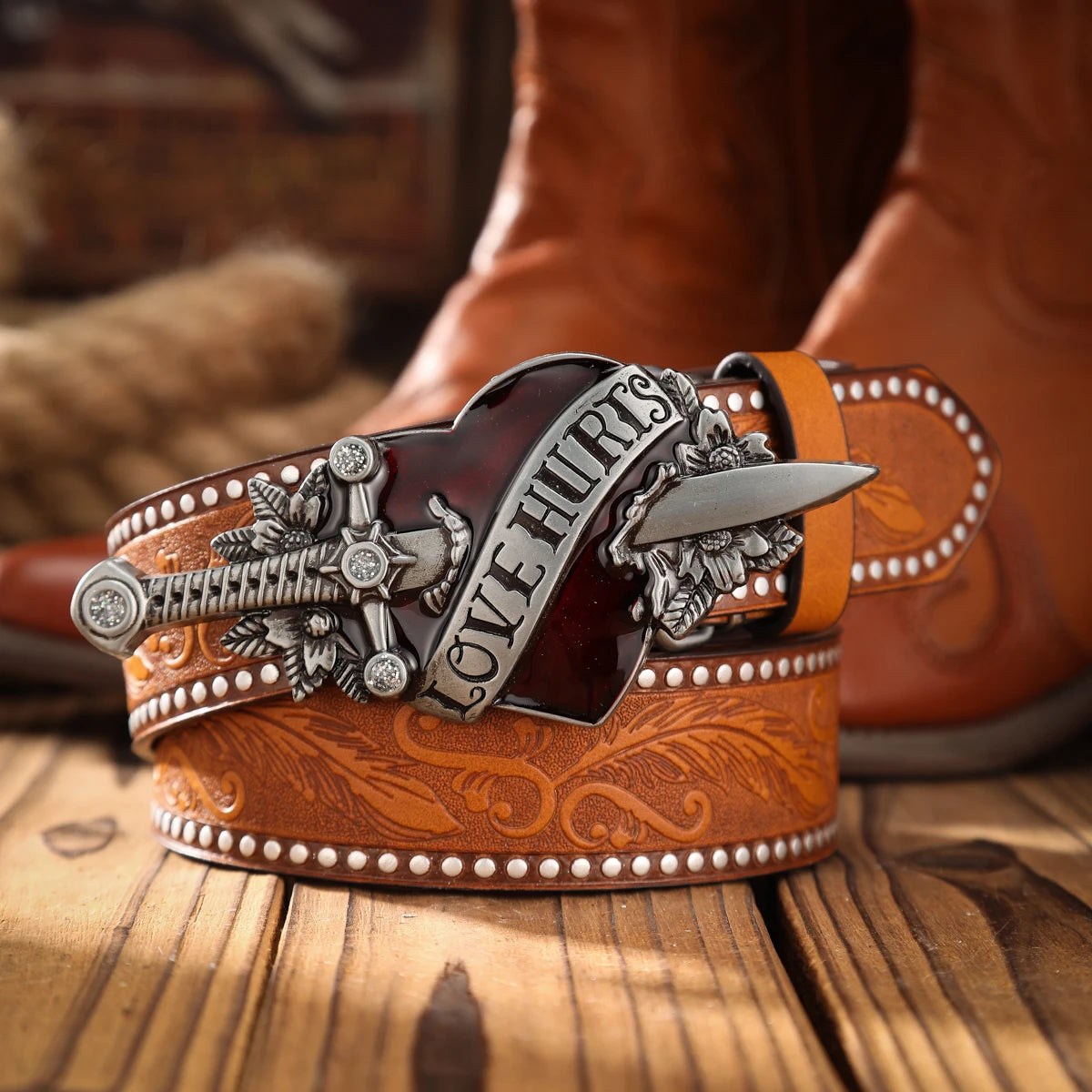 Alloy Plate Buckle, Western Retro Style Belt