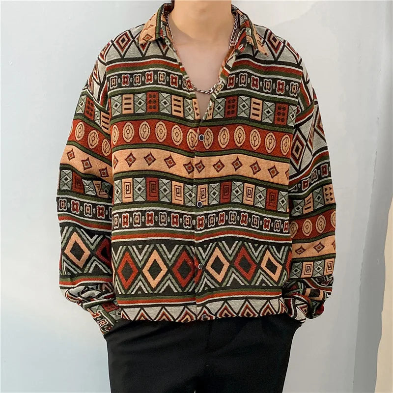 Korean Floral Knit Shirt Jacket