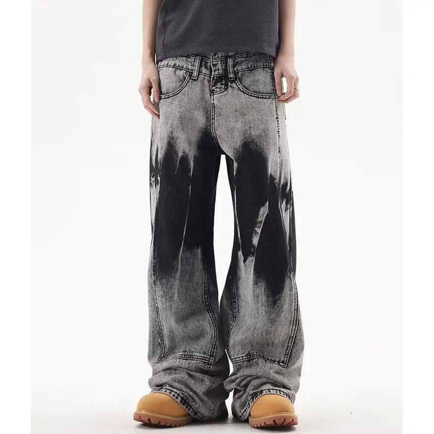 Smoke Grey Gradient Jeans – Vintage Street Loose Fit