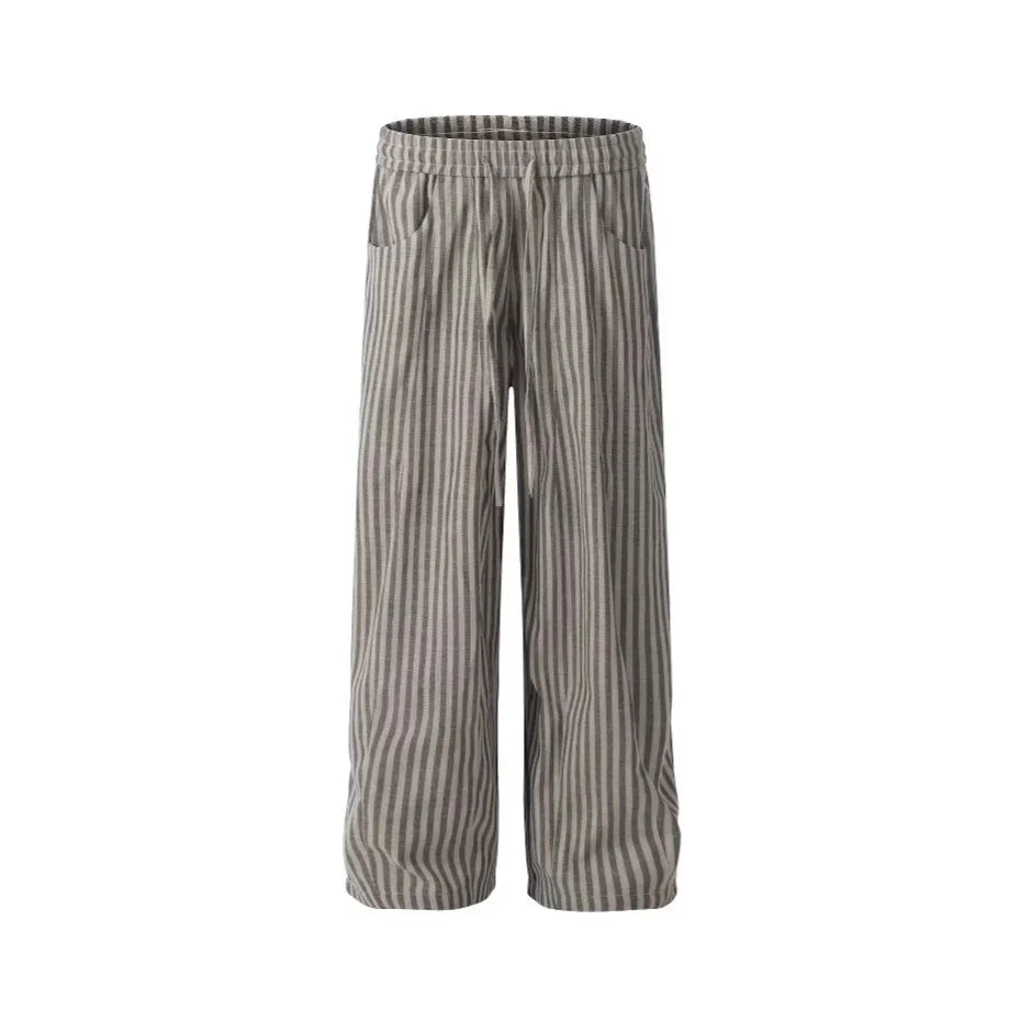 Retro Striped Wide-Leg Pants