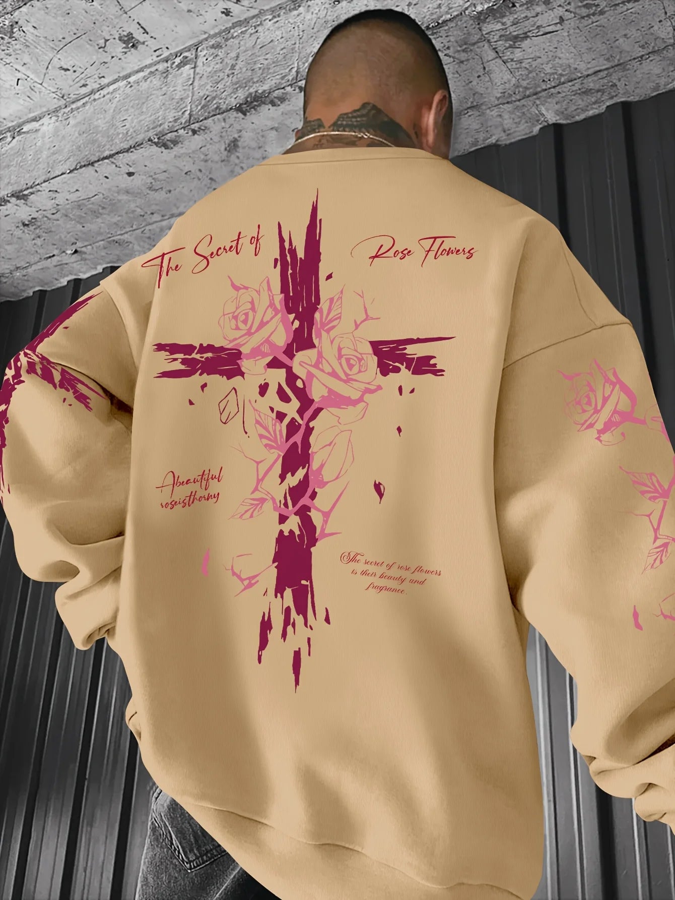 Cross & Rose Print Sweater