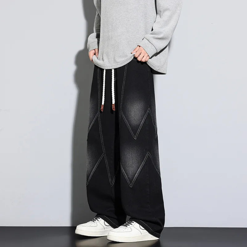 Washed Straight-Leg Jeans – Retro American Style