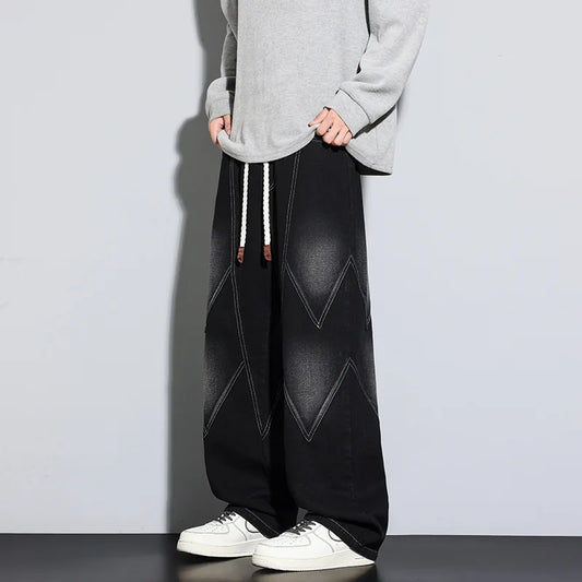 Washed Straight-Leg Jeans – Retro American Style