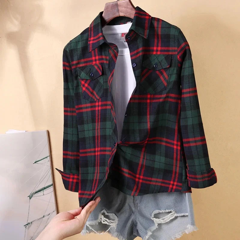 Korean Style Plaid Button-Down