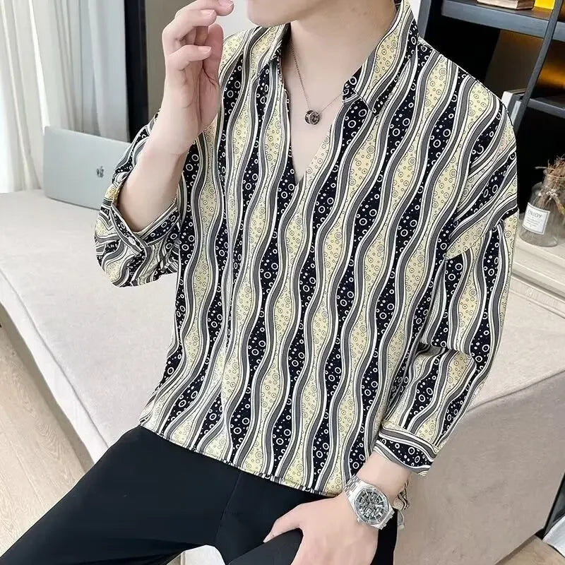 Lazy Fit Draped Ice Silk Shirt