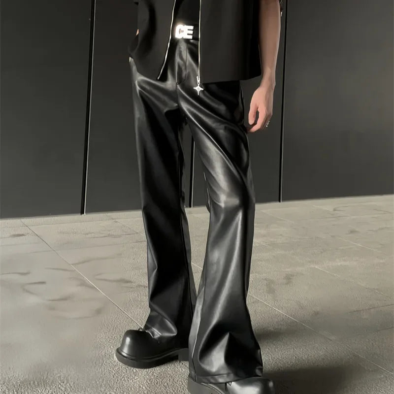 Retro Leather Wide-Leg Pants