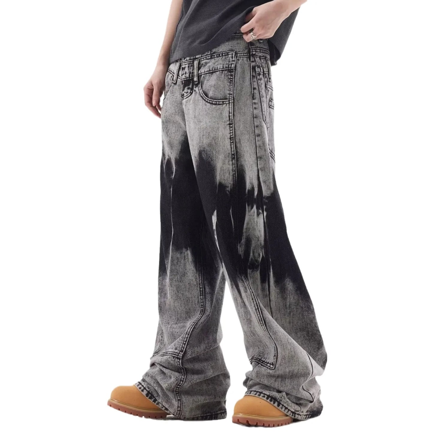 Smoke Grey Gradient Jeans – Vintage Street Loose Fit