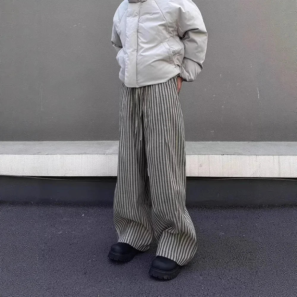 Retro Striped Wide-Leg Pants