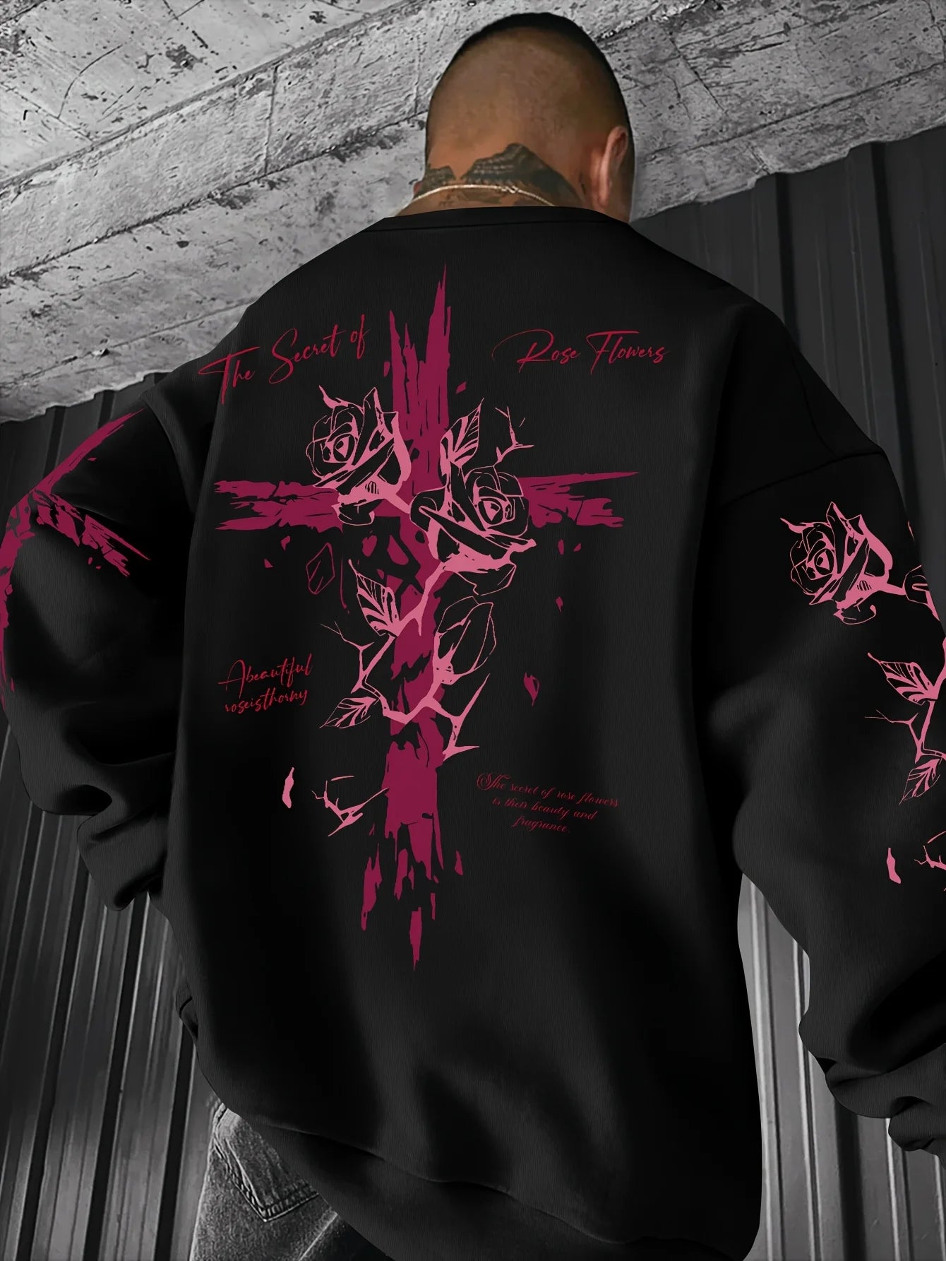 Cross & Rose Print Sweater