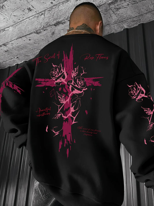 Cross & Rose Print Sweater