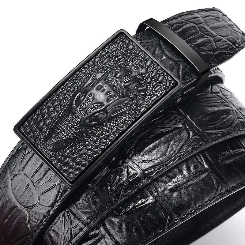 Crocodile Pattern Leather Belt