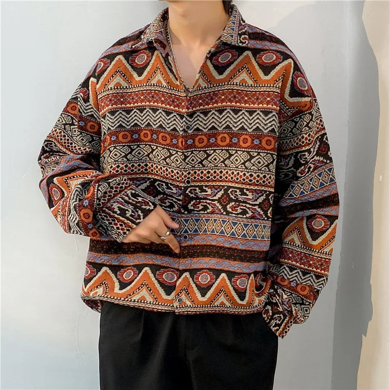 Korean Floral Knit Shirt Jacket